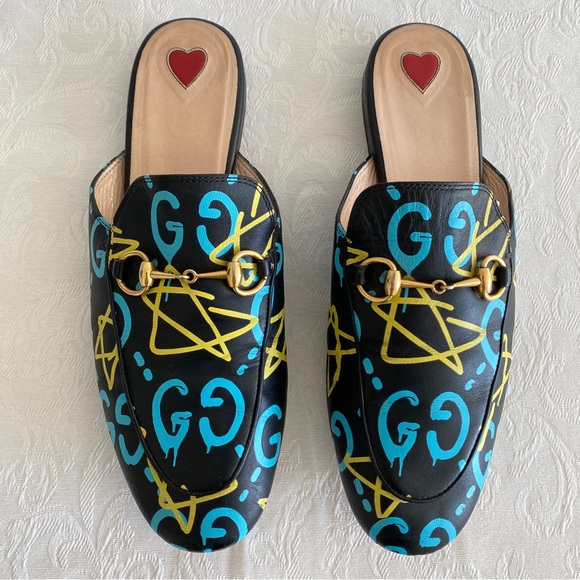 GUCCI Princetown horsebit Stars GG Slipper Mules Loafer - Picture 1 of 13